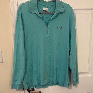 Greg Norman Collection Aqua Quarter Zip Polo Shirt. Size Large.